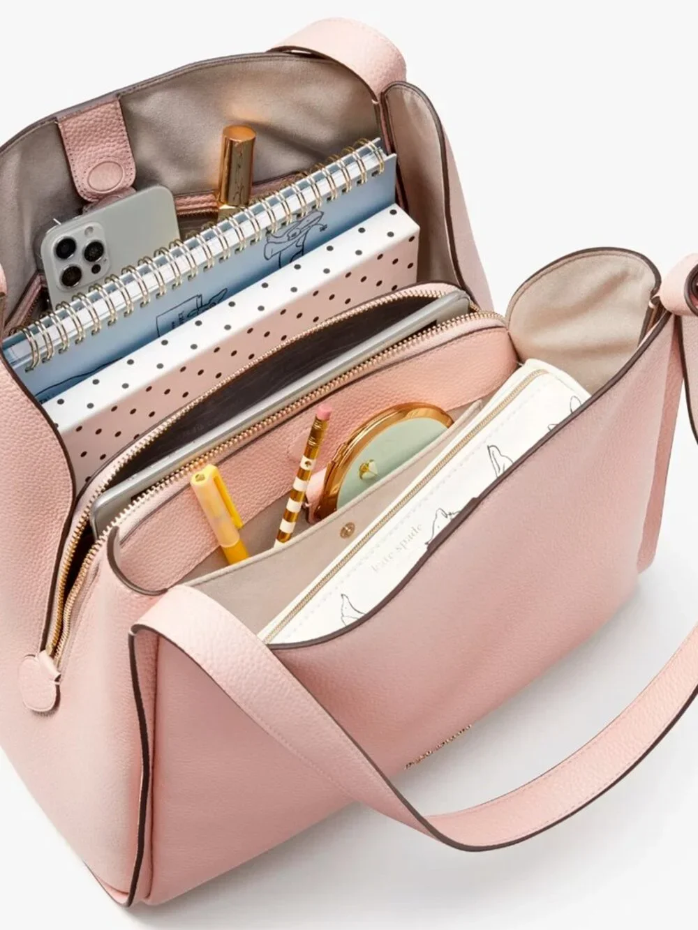 S Kate Spade Knott Large Shoulder Bag Beige & Ivory Leather Purse KM662 NWT $399